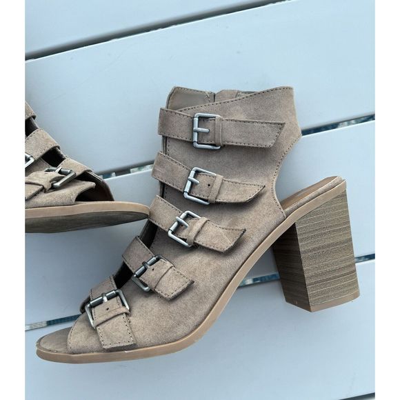 Dolce Vita Open Toe Ankle Buckle Strap Block Heel Sandal - Size 9 - Brown - Picture 2 of 8